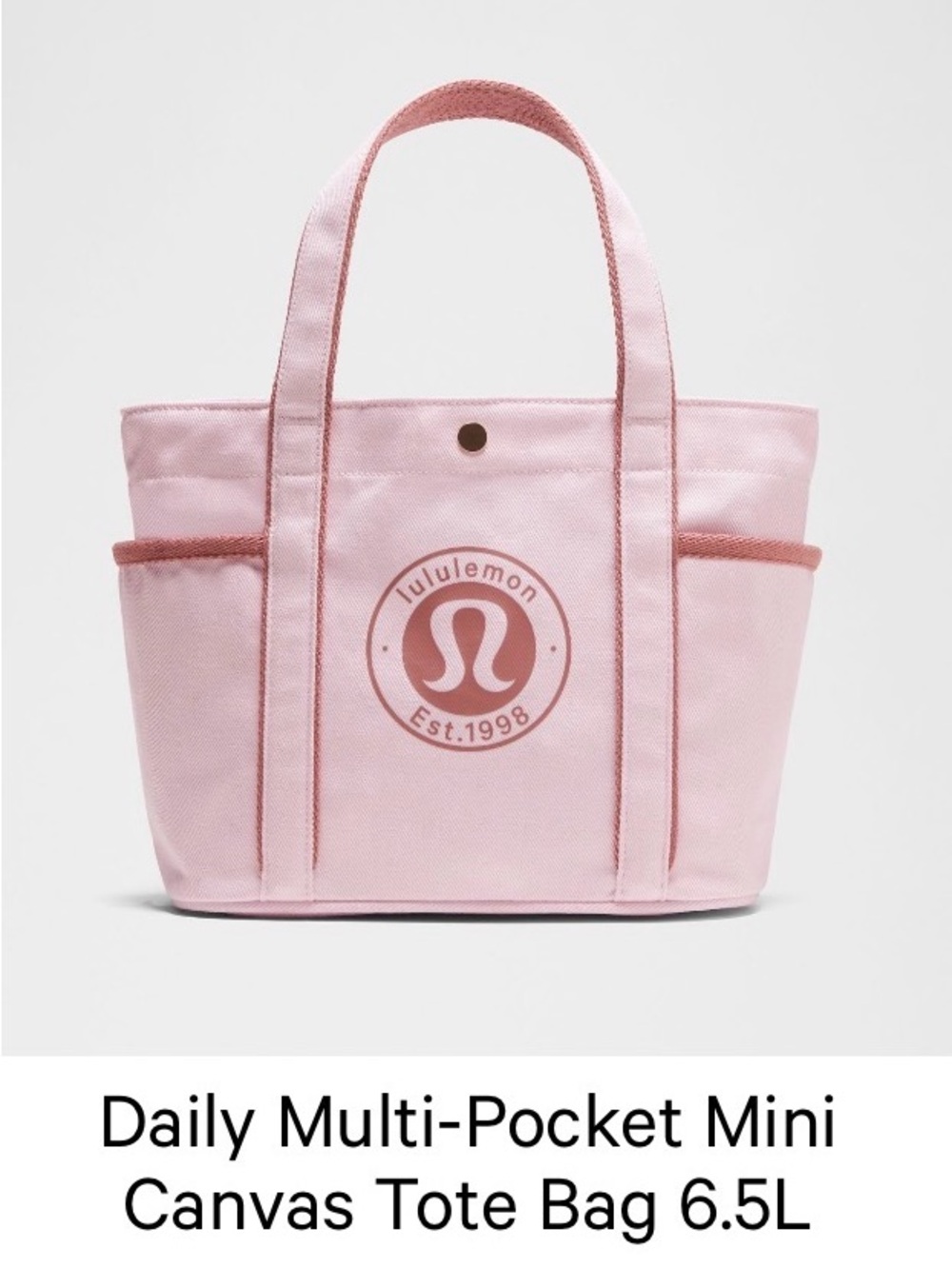 Lululemon Daily Multi-Pocket Mini Canvas Tote Bag 6.5L Blissful Pink/Red Clay